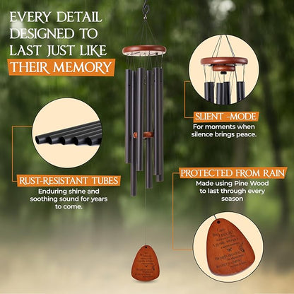 32 Inch Memorial Wind Chimes Outdoor, Wind Chimes for Loss of Loved One, Memorial Gifts for Loss of Mom, Sympathy Gifts for Mother, Father, Brother, Sister