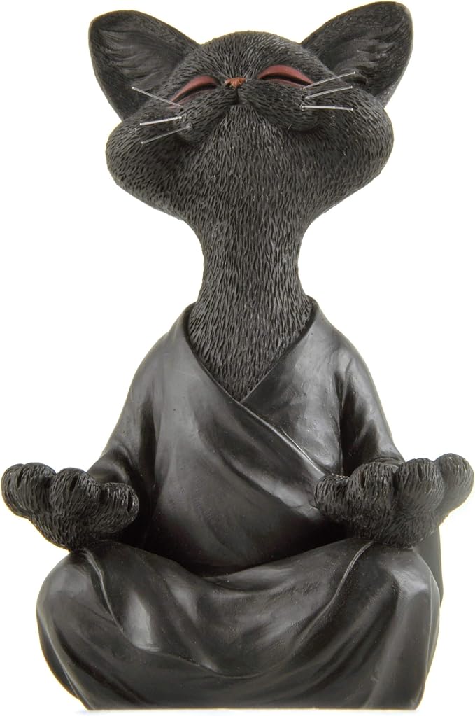 Meditating Happy Cat Statue – Zen Mindfulness Decor for Cat Lovers