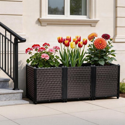 Large Planters for Outdoor Plants - Deepened 20" H, Raised Beds for Gardening Self Watering, Elevated Planter Box with Legs, Rectangular Garden Planters for Outdoor Plants Flowers, 47.2"L x 15.7"W