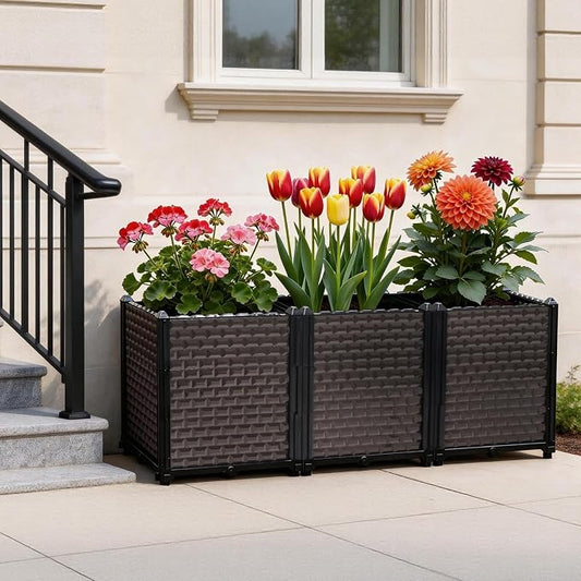Large Planters for Outdoor Plants - Deepened 20" H, Raised Beds for Gardening Self Watering, Elevated Planter Box with Legs, Rectangular Garden Planters for Outdoor Plants Flowers, 47.2"L x 15.7"W