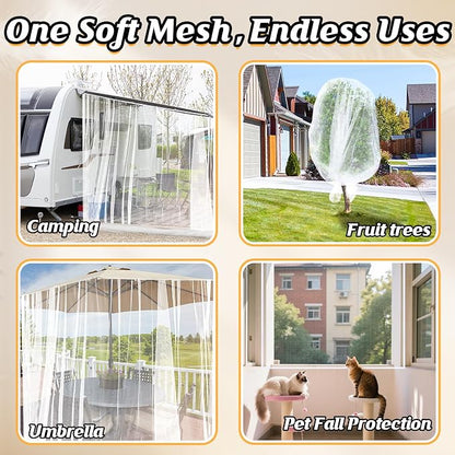ANPHSIN 2Pcs 13x10ft Ultra fine Mosquito Net for Patio - Mesh Netting Screen for Outdoor Garden Porch Balcony, Protects Skin & Plants from Bugs, Birds, White