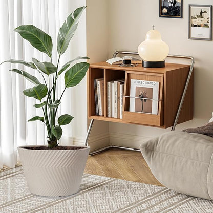 18 inch Big Plant Pots, 2 Pack Large Round Planters for Outdoor Plants, Porch, Patio, Backyard, Durable Plastic Flower Pots, Modern Décor for Tall Plants, Flowers, White