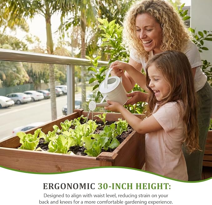 Raised Garden Bed with Legs, 48x24x30 in Planter Boxes Outdoor, Elevated Wooden Planter Box Standing Growing Bed for Gardening, Backyard, Patio and Balcony (Coffee, 48x24x30)