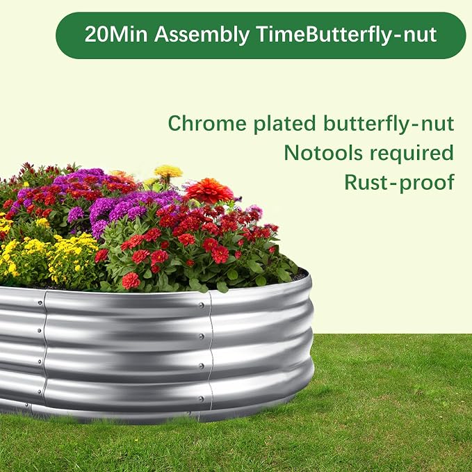 Galvanized Garden Bed Kit for Vegetables/Herbs/Flowers, Outdoor Raised Planter Box, 2PCS 4x2x1 ft
