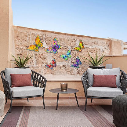 SUNREEK 6Pcs Metal Butterfly Wall Decor, 16Inch/8Inch Outdoor Butterfly Wall Art for Fence Garden Yard Room Patio Balcony Decorations