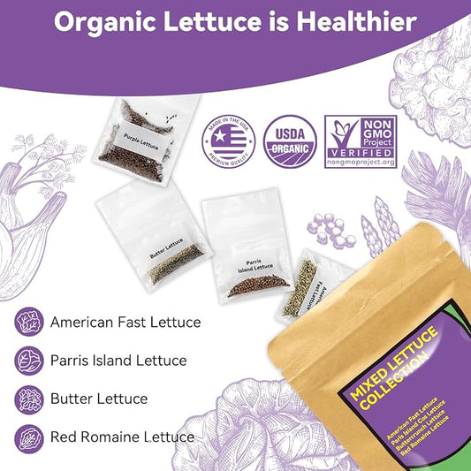 inbloom Salad Romaine Lettuce Seed Pod Kit for AeroGarden, Ahopegarden Hydroponics Growing System, 7-Pods (350+ Seeds, Include American Fast, Parris Island, Buttercrunch, Red Romaine Lettuce)