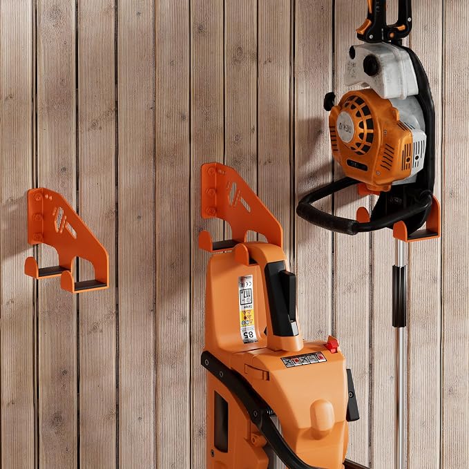 XZHXFX Chainsaw Hanger Wall Mount - Heavy Duty Chainsaw Holder for Garage Organization, Storage Shed Organizer, Chainsaw Rack with Protective Pad, Garage Tools, 2 Pack(Orange)