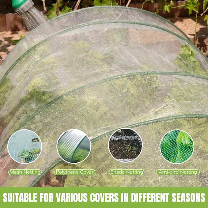 72 Pack Garden Hoops for Raised Beds, 12 Sets Fiberglass with PVC | Durable, Rust-proof, DIY greenhouse tunnel, For row cover, Bird netting, Plant frost protection, Extends growing season