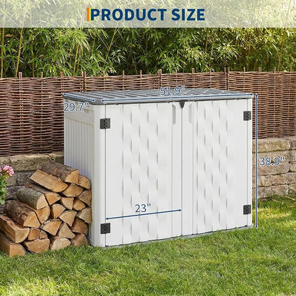 35Cu ft Outdoor Resin Storage Cabinet, Outdoor Trash Can Storage Waterproof, Outdoor Resin Storage Box for Patio Tools, Sofa Cushion, Lawn Mower and Garbage Cans