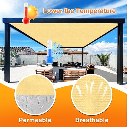 Artpuch Outdoor Pergola Shade Cover 8x15 FT Sun Shade Cloth with Grommets Sand 90% UV Protection Canopy Patio Privacy Screen (Customized Available)