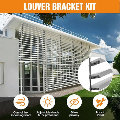 Deck Sunblind System Black Louver Hardware Kit 4 Set Stainless Steel Adjustable Brackets for Outdoor Patio Shade Pergola