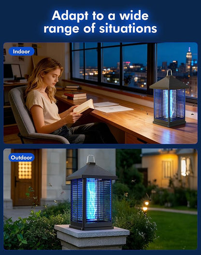 Bug Zapper Indoor & Outdoor with Auto Smart Light Sensor, 4000V Electric Mosquito Zapper, Insect Fly Trapper, Covers 2100 sq ft, IPX4 Waterproof Mosquito Lamp for Patio, Garage, Backyard, Porch
