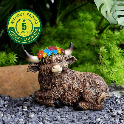 LEGIFO Highland Cow Figurine Set of 3, Funny Art Sculpture for Garden Backyard Patio Lawn Decorations, Outdoor Decor Statue Gift for Women Mom Grandma, Christmas Birthday