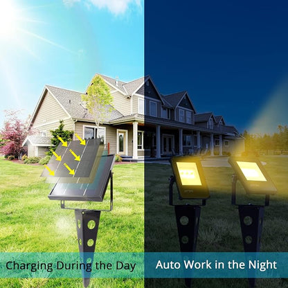 Solar Spotlights Outdoor Waterproof, Zeta 3-in-1 Spot Lights Metal Warm White Auto On/Off Dusk to Dawn Landscape Flag Pole Uplights for Outside House Trees Garden Yard Driveway Pathway Lawn