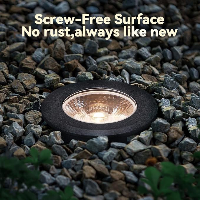 LEONLITE 12-Pack 7W 5CCT Well Lights Landscape LED In Ground, 12-24V AC/DC Low Voltage, CRI90 IP67 Inground Well Lights Outdoor, Black Aluminum Housing, Embedded Parts Included
