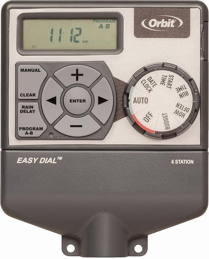 Orbit Easy Dial 6-Station Irrigation System Controller, Indoor, Grey, 28966