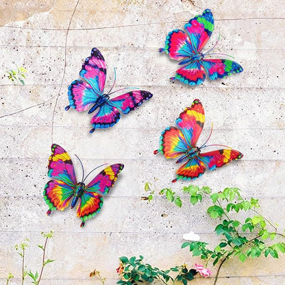 SUNREEK Metal Butterfly Wall Decor, 6 Inches Outdoor Wall Art for Fence Garden Yard Room Patio Balcony Decorations (4, Butterfly-C)