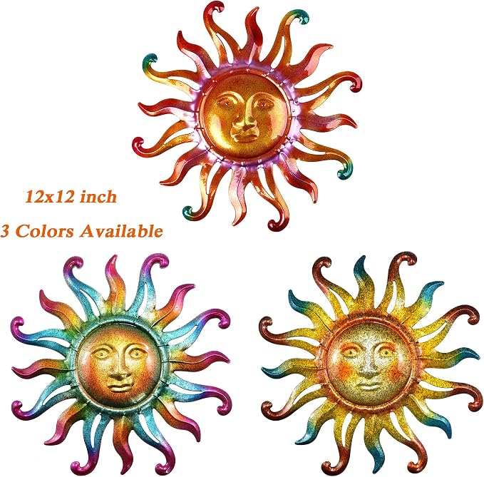 Miyolo Metal Sun Wall Decor Outdoor Sunface Yard Art for Porch Door Patio Garden Home Indoor Sculpture Decorations