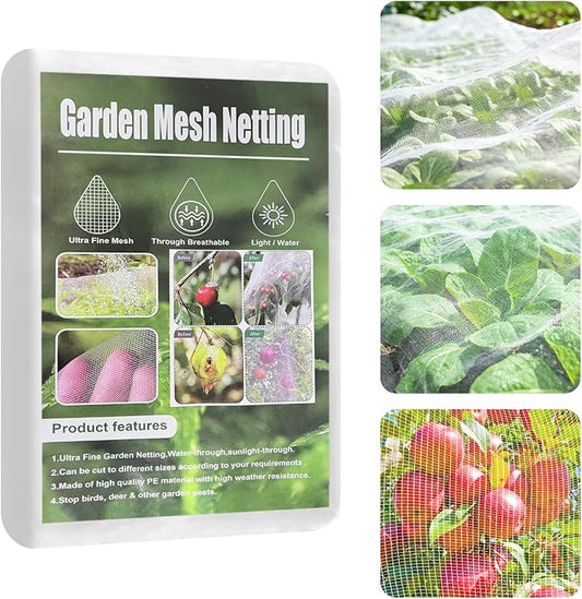 Garden Mesh Netting, 8 * 26 FT Ultra Fine Plant Netting Covers Pest Barrier Row Cover Net for Raised Beds Tree Protect Greenhouse Fruit Vegetable Flowers from Birds Bugs