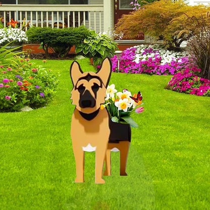 German Shepherd Dog Planter Pots, 9.45x 5.51 x 13.82 Inches | Dog Flower Pot, Cute Animal Shaped Plant Pot, Gifts for Women & Pet Lovers, Indoor Outdoor Garden Home Office Decor