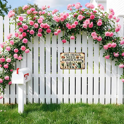 Funny Garden Metal Signs, Vintage Outdoor Wall Decor 8x12 Inch | I Really Need All These Plants, Weatherproof Aluminum Sign for Patio Yard Greenhouse, Gift For Gardeners