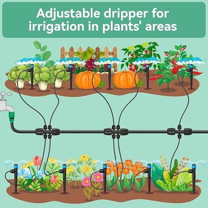 Adjustable Drip Irrigation Emitters for 1/4" Tubing, 25pcs | Adjustable 360 Degree Water Flow, Lock Barbed, Drip Spray Emitters Parts, Garden Watering System
