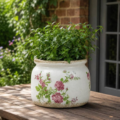 Dosayes Large Ceramic Pot for Planters, Ice Crack Glazed Flower Pot with Drainage Holes,5.91inch Vintage Planters for Indoor and Outdoor (Pink)