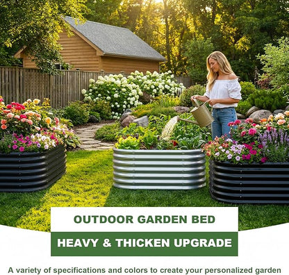 AHEONLAR 2 Pack 4×2×2ft Galvanized Raised Garden Bed Outdoor, Oval Sturdy and Durable Planter Boxes for Vegetables, Fruits, Flowers and Plants, Easy Assembly, Black