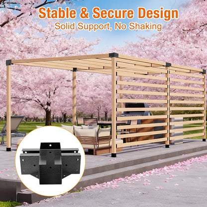 4-Way Pergola Brackets, 4"x4" Pergola Kit, Pergola Corner Bracket for Gazebos, Patio Pergolas, Log Cabin, Wooden Beams (2PCS)