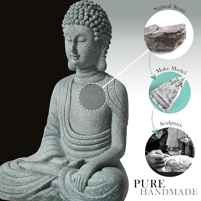 Little Buddha Statue for Home - Handmade Stone Meditation Sitting Buddha Figurine, Buddah, Buda, Budda, Baby Buddha Statue Indoor/Outdoor, Buddha Decor & Gifts, Buddhas, Buddha Sculpture