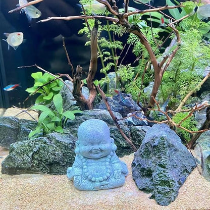 livelyfish Buddha Fish Tank Decor Asian Stone Buddha Figurines for Aquarium Zen Garden Fish Tank Statue Decorations Mini Stone Buddha Zen Garden Sculptures Decor,Gift, G