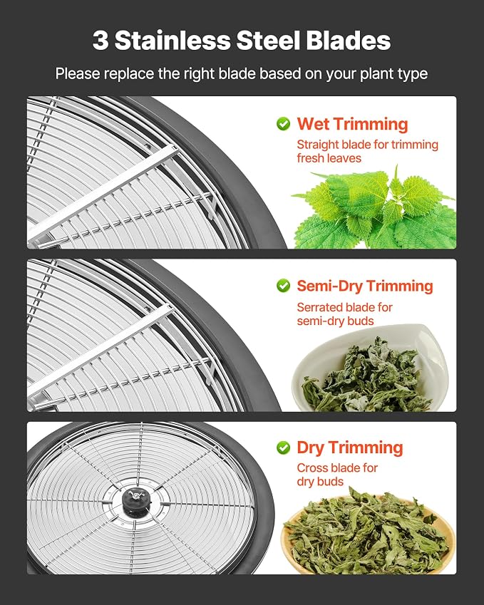 VEVOR Bud Leaf Bowl Trimmer 16", Spin Cutting Machine with Clear Visibility Lid, Sharp Stainless Steel Blades, Wet & Dry Trimming for Buds, Leaves, Hydroponics, Hand Pruner Included (Upgraded Version)
