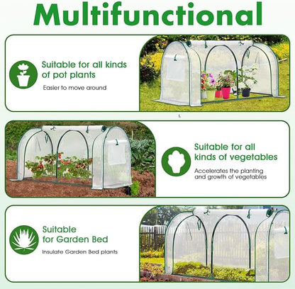 Mini Greenhouse for Outdoor,Portable Small Tunnel Greenhouses for Outdoors with Roll up Zipper Door for Protecting Plant (PE, 47" x23" x 23")