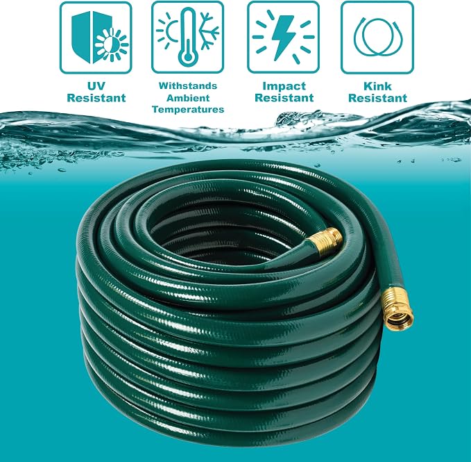 Gilmour Flexogen 3/4 in x 75 ft Garden Hose, Heavy Duty Water Hose, Flexible and Kink Resistant Outdoor Hose, Green | Heavy Duty Build, 500 PSI, Kink-Resistant Layers, Brass Fittings, All-Weather Durability, Made in USA