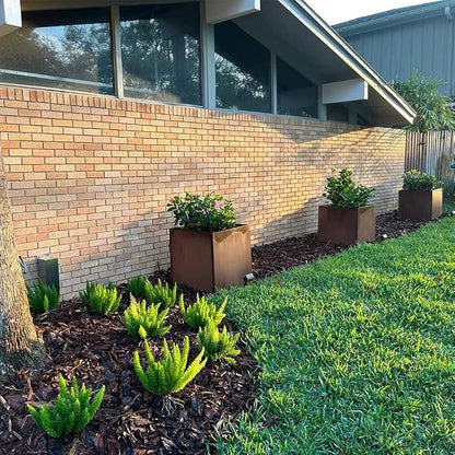 Corten Steel Planter Box Metal Planters Square Outdoor Steel Planter Cube Rustic Planter 16 Inch for Commercial Residential Garden Patio and Backyard