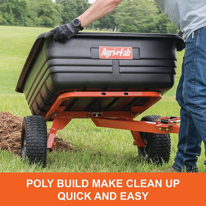 Agri-Fab Tow Behind Poly Dump Swivel Cart for Lawn Tractors and Mowers, 700 lb Capacity, 12 Cu Ft Utility Trailer
