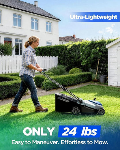 16" Cordless Lawn Mower, 40V Lightweight Push Mower with 4.0Ah Battery & Charger, Ultra-Quiet Motor for Small Yards, Lawn Care, Backyard Maintenance