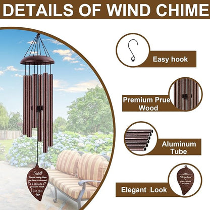 Sister Gifts, Sister Wind Chimes, Sister's Birthday Gifts from Sisters Brother, Sisters in Law Gift, Best Sister Ever Gift for Women Birthday Christmas Mother's Day, Home Decor, Bronze, 32"