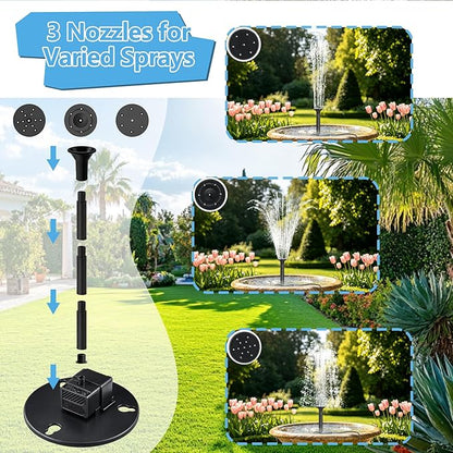 Yeomi 6W Solar Fountain Pump, 3-Tier Waterfall Solar Water Fountain