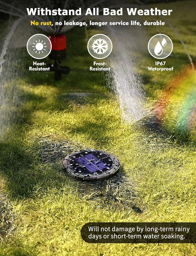 Color Changing Solar Ground Lights with Remote, IP67 Waterproof, 10Pack | 9-Color & 2 Dynamic RGB, 33ft Long Distance Remote Control, Dusk-to-dawn Light Up, Outdoor Flat Disk Light for Yard Lawn Path