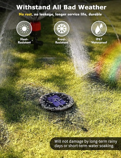 Color Changing Solar Ground Lights with Remote, IP67 Waterproof, 10Pack | 9-Color & 2 Dynamic RGB, 33ft Long Distance Remote Control, Dusk-to-dawn Light Up, Outdoor Flat Disk Light for Yard Lawn Path