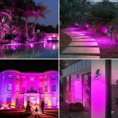 T-SUN Solar Spotights, 4 LED Waterproof Outdoor Solar Landscape Spot Lights, Dusk to Dawn 180 Angle Adjustable Solar Lights for Tree, Patio, Yard, Garden, Driveway, Stairs, Pool Area(Purple-1Pack)
