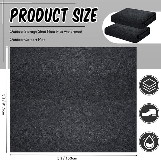 Haull 2 Pcs 5 x 3 ft Outdoor Storage Shed Floor Mat Waterproof Carport Storage shed mat Non Slip Patio Furniture Mat for Protect