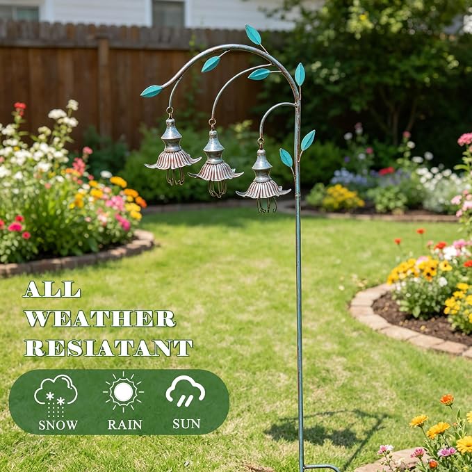 45"H Decorative Garden Stakes,Blue metal flower,Metal Yard Art(blue) | garden decor for outside;Jellyfish Floral Design,Suitable for Outdoor Garden Decor,Gift for Her
