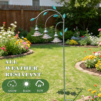 45"H Decorative Garden Stakes,Blue metal flower,Metal Yard Art(blue) | garden decor for outside;Jellyfish Floral Design,Suitable for Outdoor Garden Decor,Gift for Her