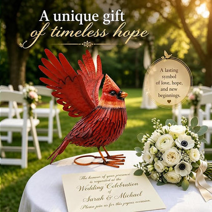 Nacome Cardinal Garden Decor Metal Yard: Art Outdoor Sculptures & Statues Large Red Bird Ornaments for Patio Balcony Front Backyard - Valentines Day Gifts for Her Wife Women Mom Grandma Birthday