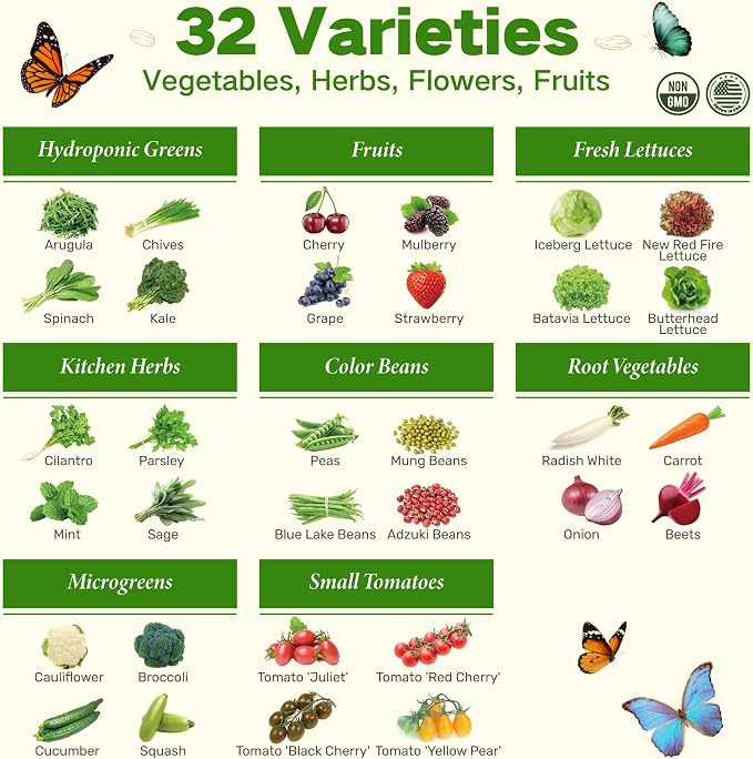 Zone 5 Seed Bank, 32 Types Heirloom Vegetables Herbs Seeds, Gardening Gifts | Non-GMO USA-Soucred Seed Vault Kit, Survival Garden Seeds for Planting in Raised Beds Greenhouse, Gift for Gardener Women Men