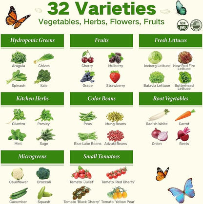 Zone 5 Seed Bank, 32 Types Heirloom Vegetables Herbs Seeds, Gardening Gifts | Non-GMO USA-Soucred Seed Vault Kit, Survival Garden Seeds for Planting in Raised Beds Greenhouse, Gift for Gardener Women Men
