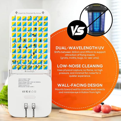 Mosalogic Fruit Fly Traps for Indoors Gnat Trap for House Indoor-600 Sqft Protection Area UV Fly Insect Trapper for Fruit Flies,Gnat,Mosquito,and Other Flying Insect Plug in Bug Killer White