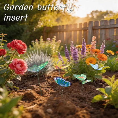 30PCS Luminous Butterfly Garden Decor Butterfly Stakes for Garden Favors | 3D Waterproof Reusable Artificial Butterflies for Flower Arrangements Outdoor Indoor Spring Garden Decor